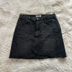 We The Free Black Denim High Rise Mini Skirt